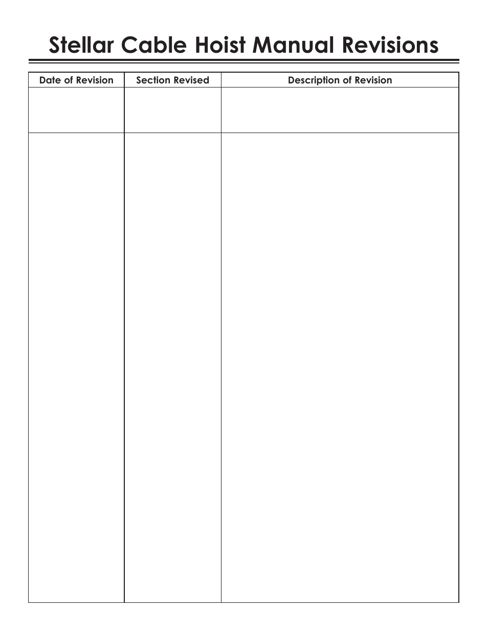 Stellar cable hoist manual revisions | Stellar Industries SI-60 User Manual | Page 2 / 94