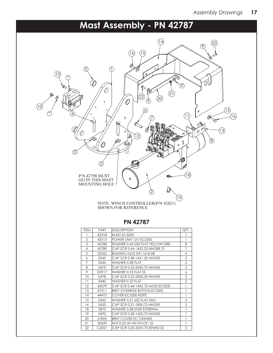 Extension boom assembly - pn 42520, 17 assembly drawings 17 | Stellar Industries CRANE EC3200 User Manual | Page 21 / 28