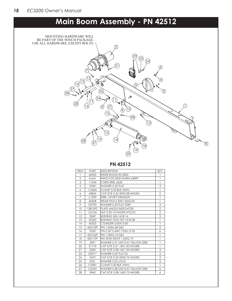 Cable & hook assembly - pn 4278, Cable & hook assembly - pn 42781 | Stellar Industries CRANE EC3200 User Manual | Page 22 / 28