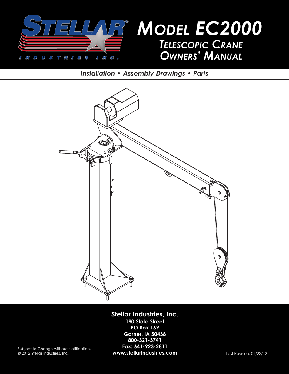 Stellar Industries TELESCOPIC CRANE EC2000 User Manual | 22 pages