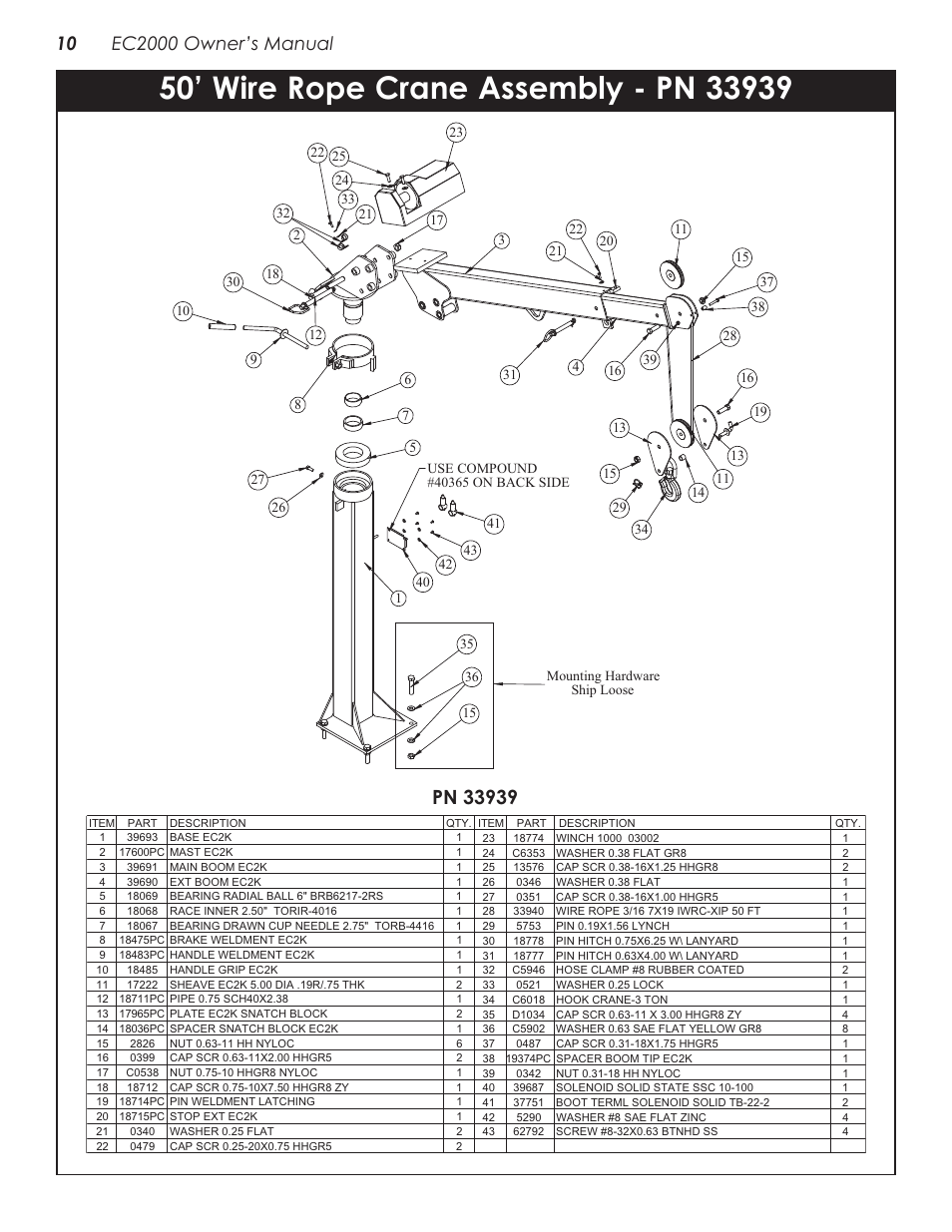 Assembly - pn 33939 | Stellar Industries TELESCOPIC CRANE EC2000 User Manual | Page 14 / 22