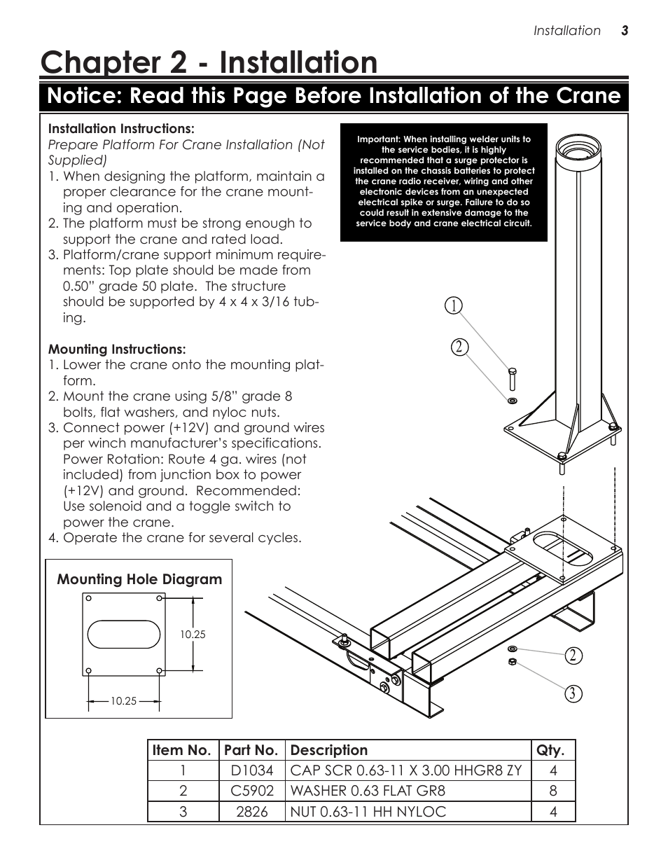 Chapter 2 - installation | Stellar Industries TELESCOPIC CRANE EC2000 User Manual | Page 7 / 22