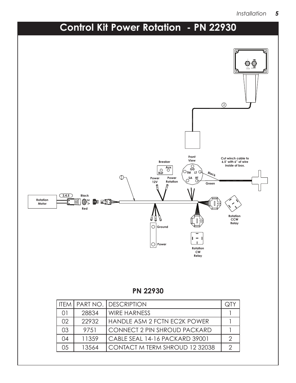 Control kit power rotation - pn 22930, 5installation 5 | Stellar Industries TELESCOPIC CRANE EC2000 User Manual | Page 9 / 22
