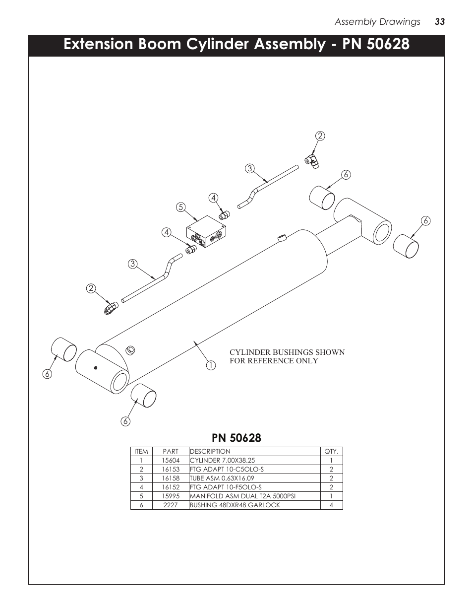 Extension boom cylinder assembly - pn 50628, Assembly drawings 33 | Stellar Industries 28000 User Manual | Page 37 / 58