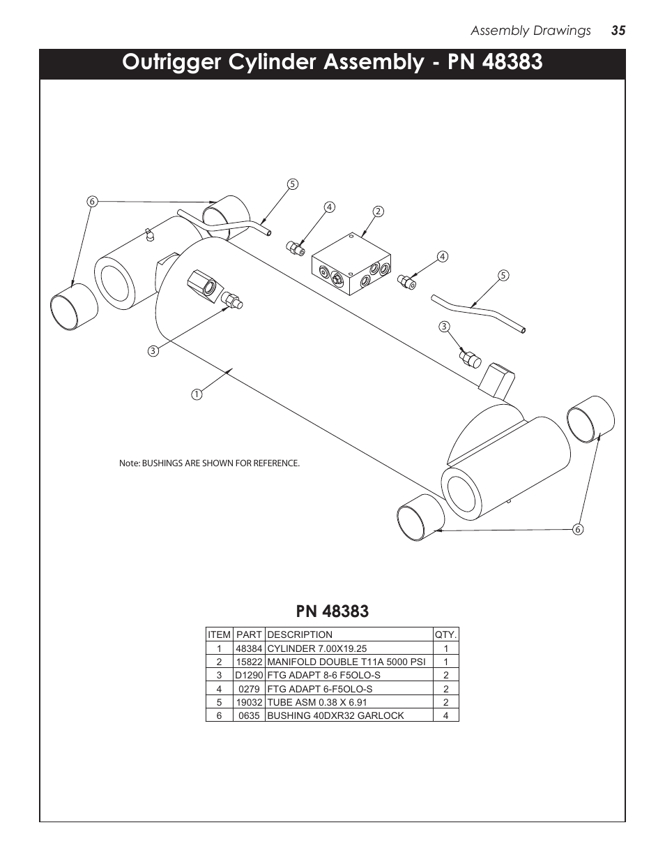 Outrigger cylinder assembly - pn 48383, Assembly drawings 35 | Stellar Industries 28000 User Manual | Page 39 / 58