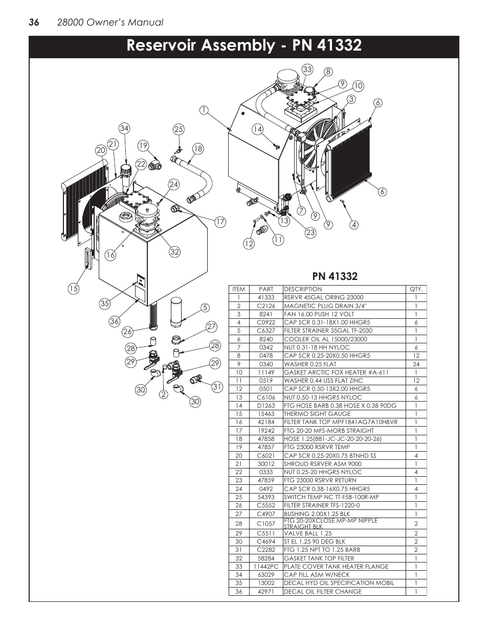 Reservoir assembly - pn 41332 | Stellar Industries 28000 User Manual | Page 40 / 58