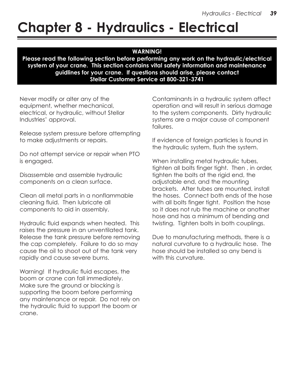 Chapter 8 - hydraulics - electrical | Stellar Industries 28000 User Manual | Page 43 / 58