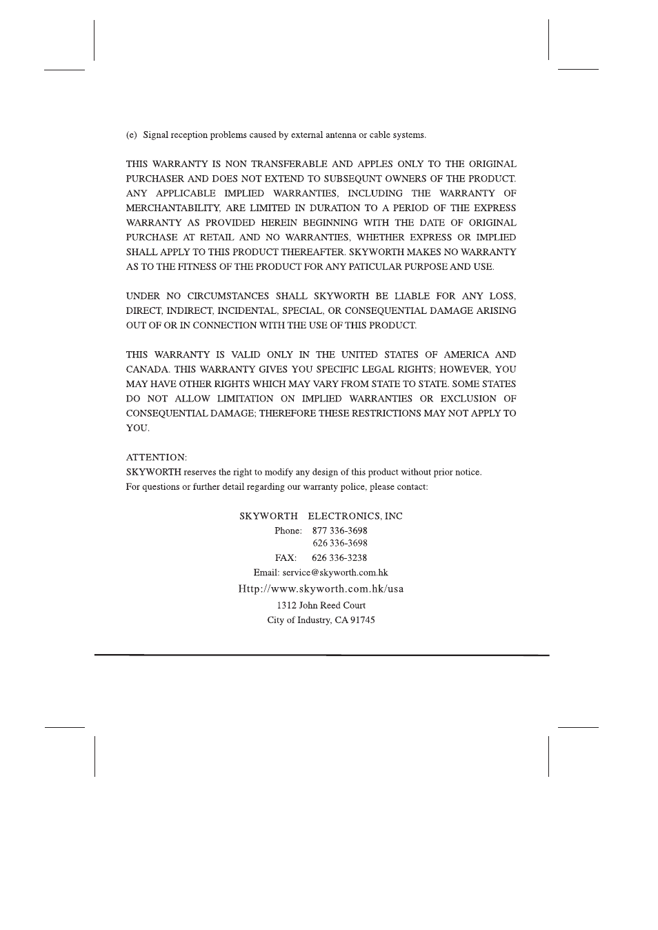 Skyworth SLTV-26L16A-2 User Manual | Page 37 / 37