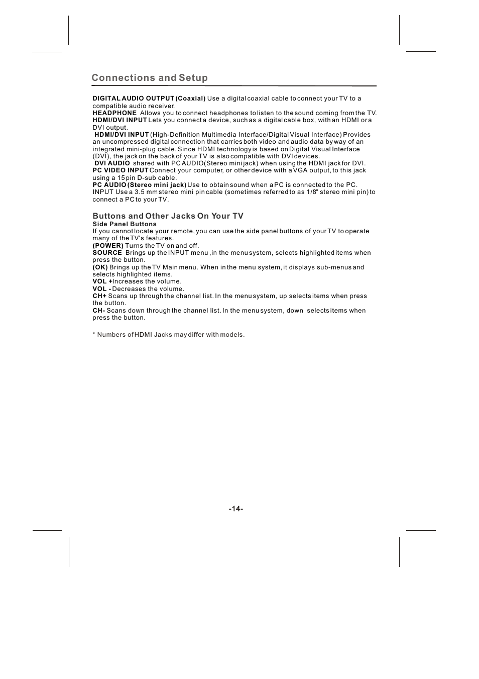 Connections and setup | Skyworth SLTV-2632A-2 User Manual | Page 15 / 37