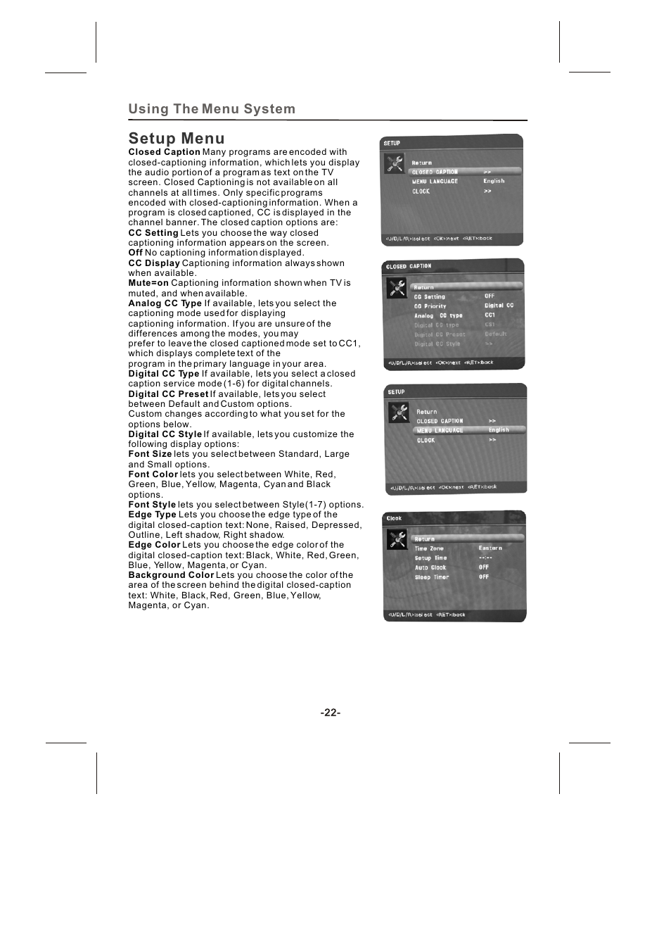 Setup menu | Skyworth SLTV-2632A-2 User Manual | Page 23 / 37