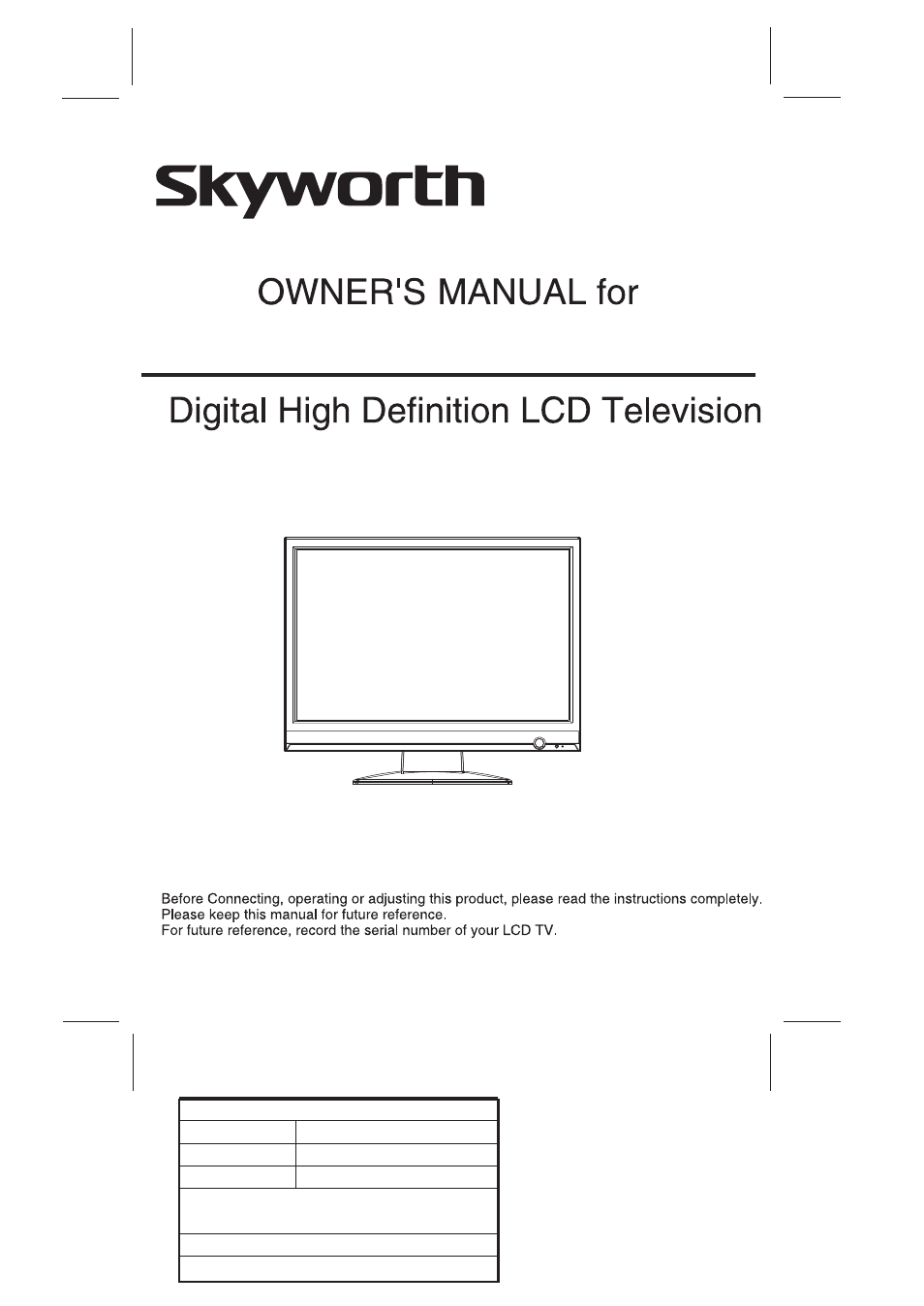 Skyworth SLTV-2268A-2 User Manual | 37 pages