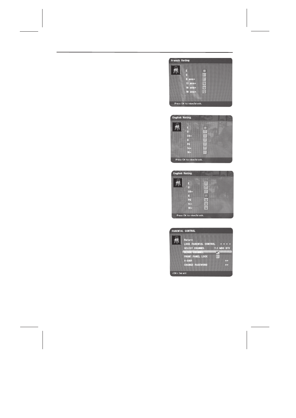 Parental control menu | Skyworth SLTV-2268A-2 User Manual | Page 27 / 37