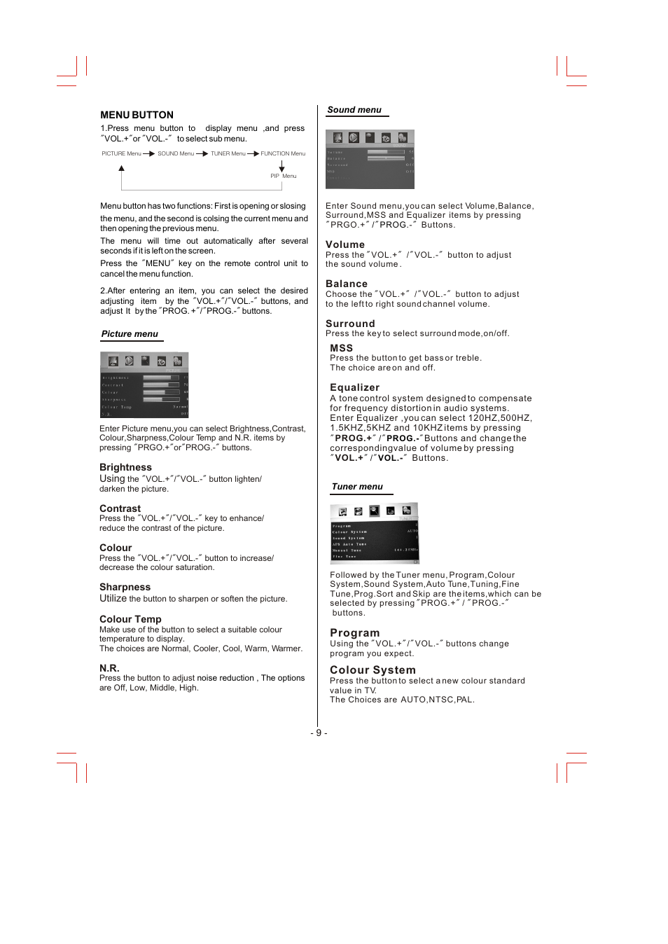 Program, Colour system | Skyworth LCD-32L16 User Manual | Page 12 / 17