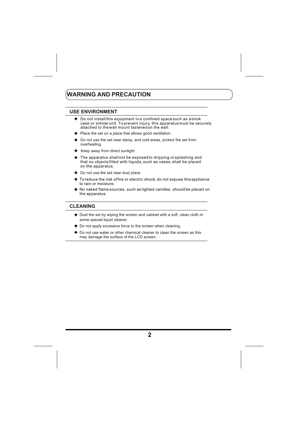 8d80, Warning and precaution | Skyworth LCD-22L5F User Manual | Page 3 / 14