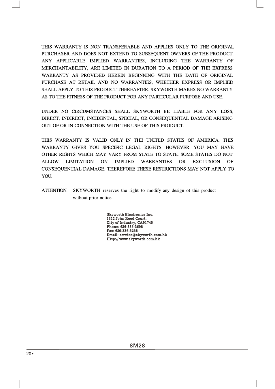 8m28 | Skyworth SLC-1963A-1 User Manual | Page 21 / 21