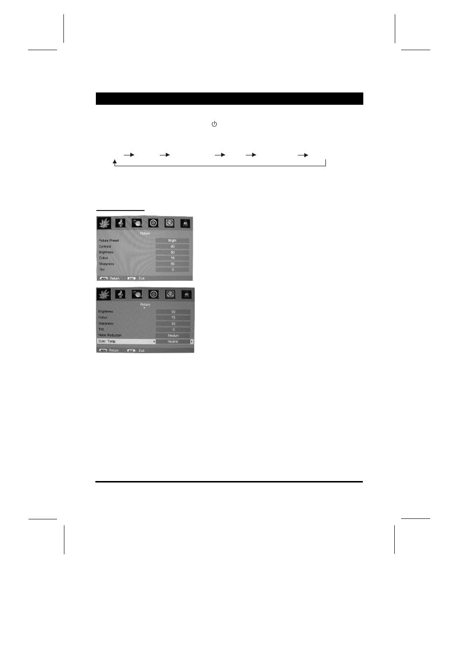 Analog menu screens, Picture menu | Skyworth 26L8E User Manual | Page 13 / 21