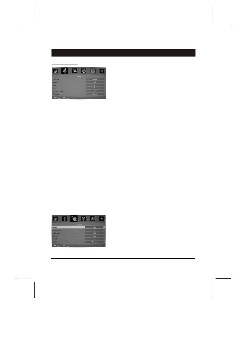 Analog menu screens | Skyworth 26L8E User Manual | Page 14 / 21