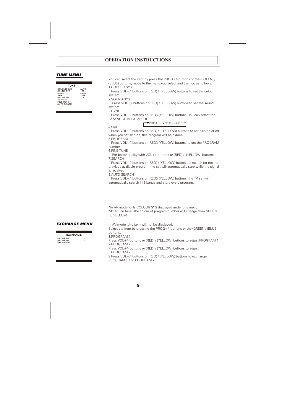 Operation instructions | Skyworth CTV-21T05N User Manual | Page 11 / 17