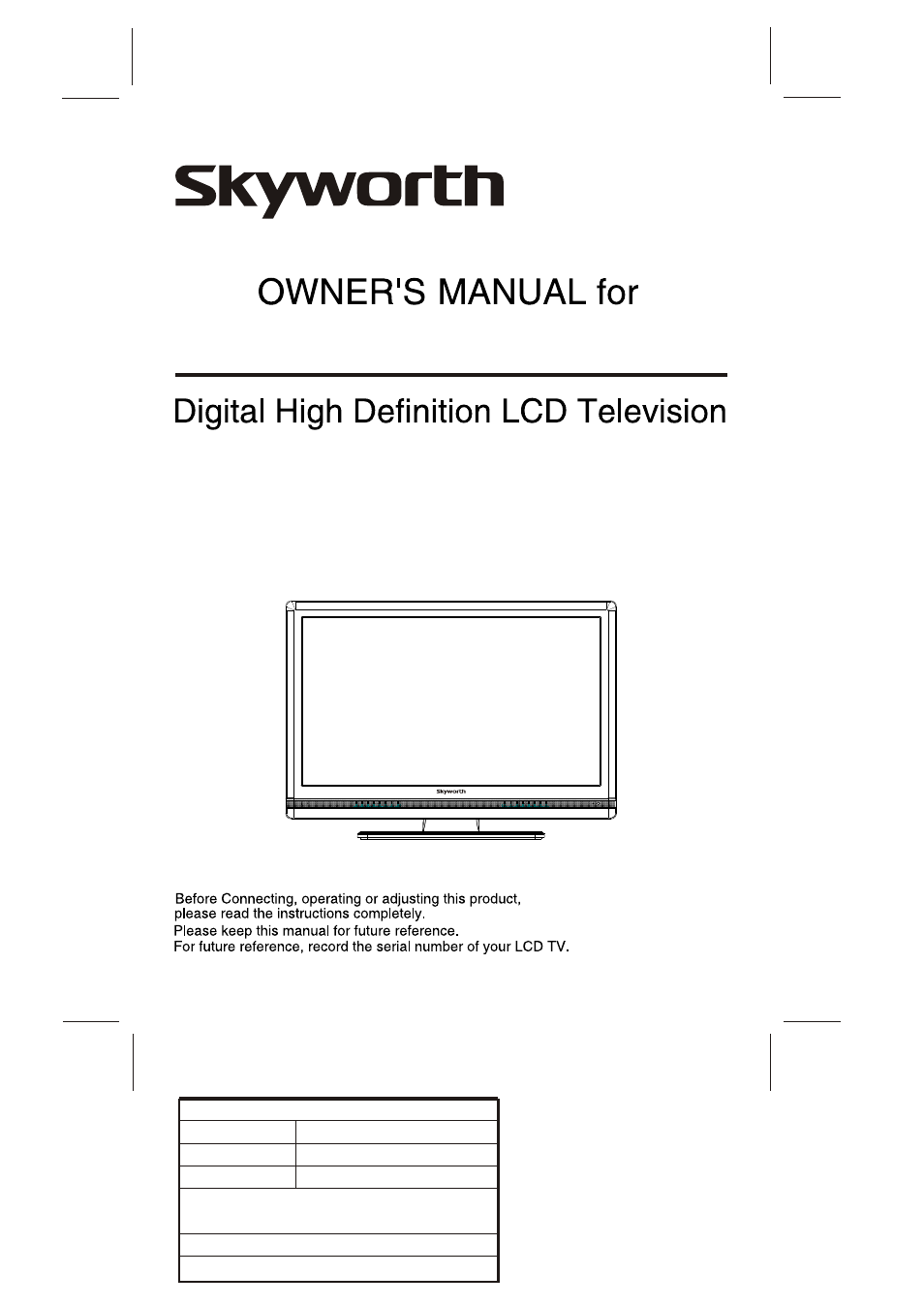 Skyworth SLTV-32L29A-2 User Manual | 37 pages