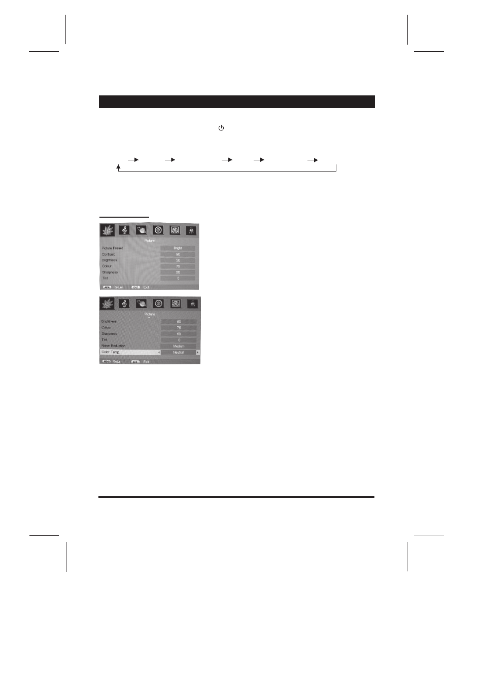 Analog menu screens, Picture menu | Skyworth LCD-32L16H User Manual | Page 13 / 21