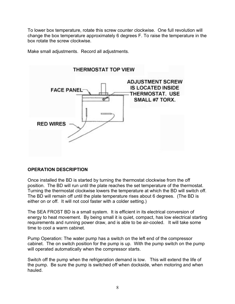Operation description | Sea Frost 372 ROUTE User Manual | Page 8 / 13