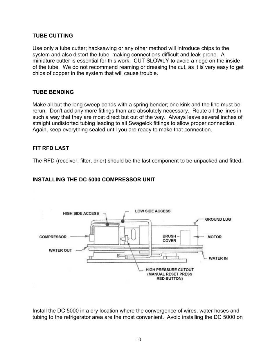 Installing the dc 5000 compressor unit | Sea Frost DC 5000 User Manual | Page 10 / 46