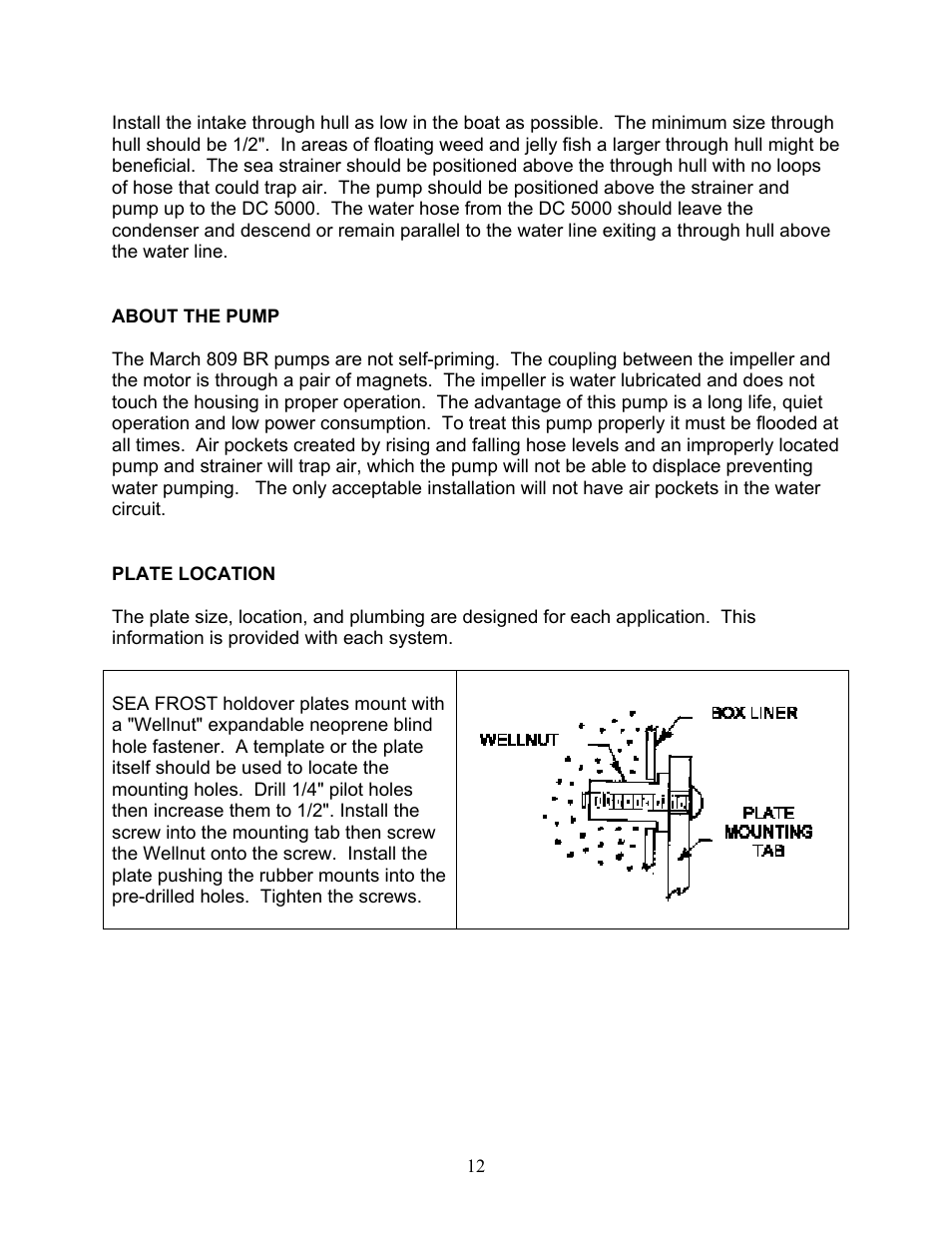 Plate location | Sea Frost DC 5000 User Manual | Page 12 / 46