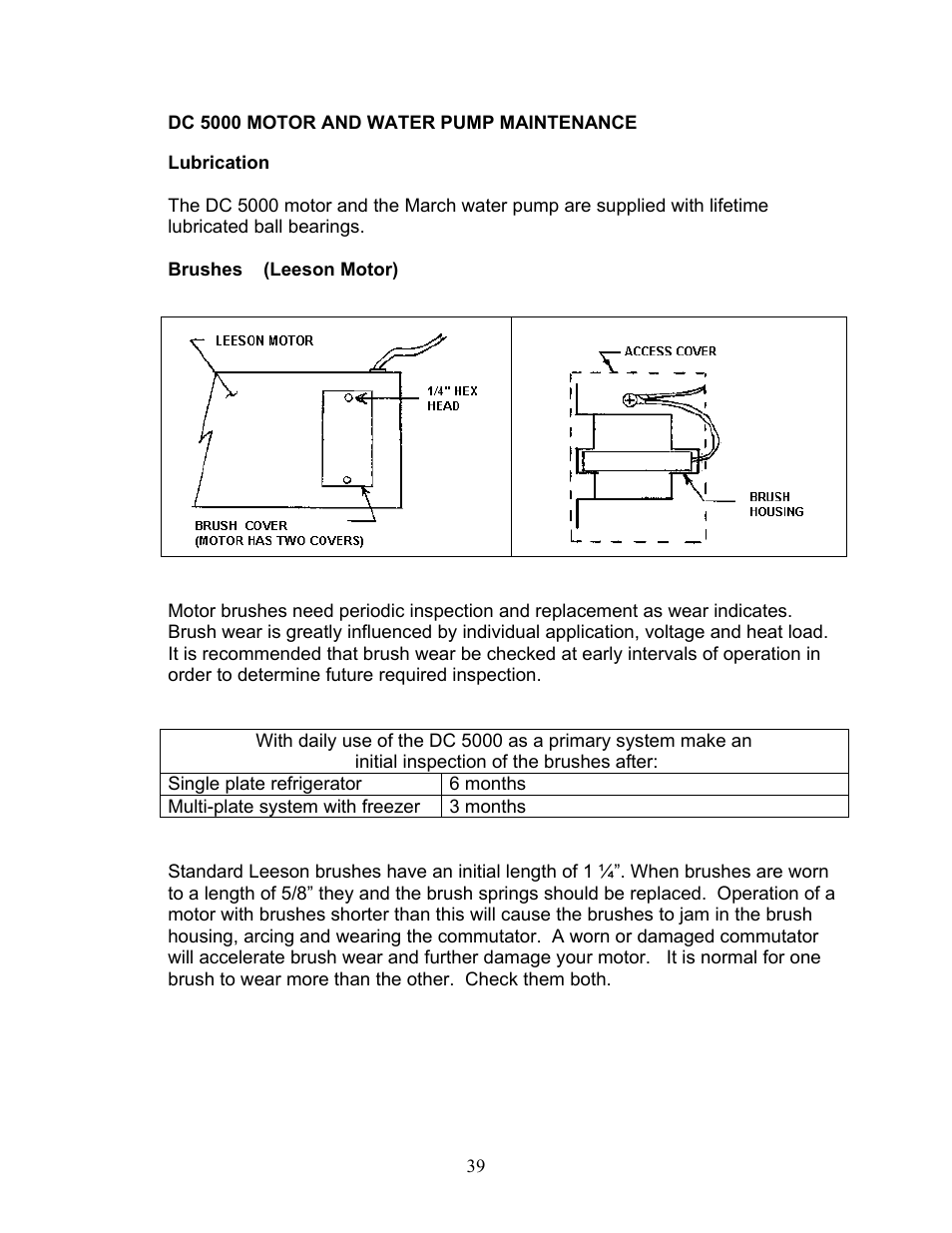 Dc 5000 motor and water pump maintenance | Sea Frost DC 5000 User Manual | Page 39 / 46