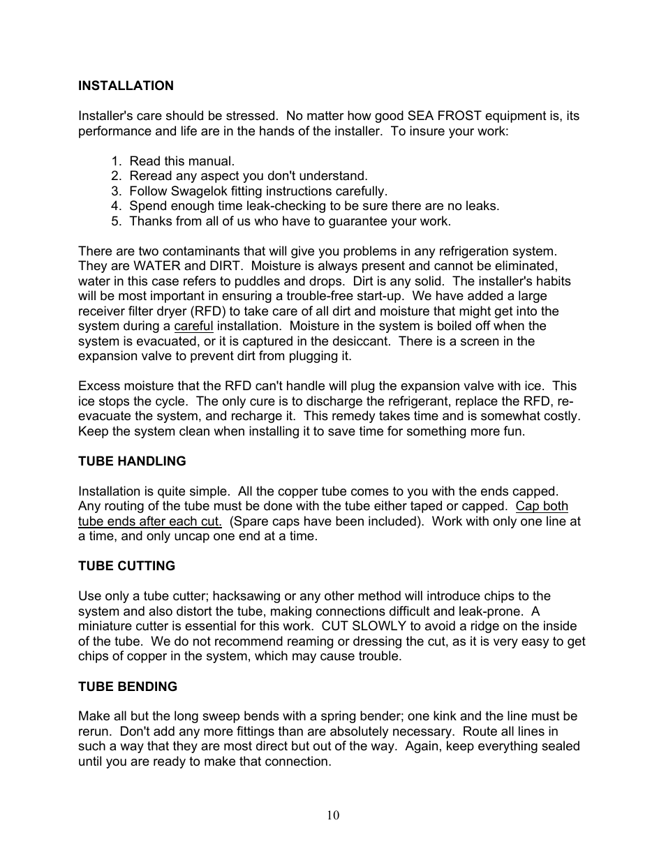 Installation | Sea Frost BG 2000 User Manual | Page 10 / 37