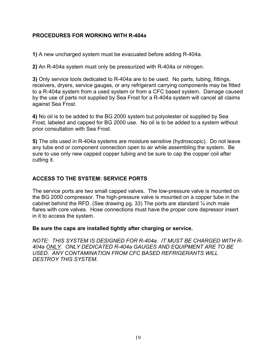 Access to the system: service ports | Sea Frost BG 2000 User Manual | Page 19 / 37