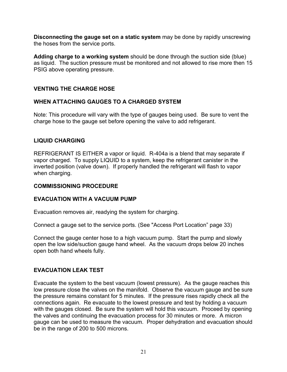 Commissioning procedure | Sea Frost BG 2000 User Manual | Page 21 / 37