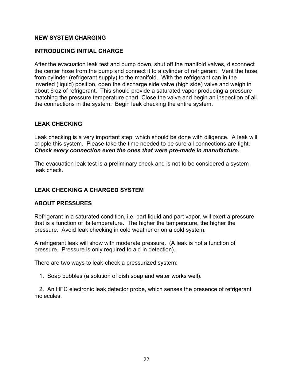 Leak checking | Sea Frost BG 2000 User Manual | Page 22 / 37