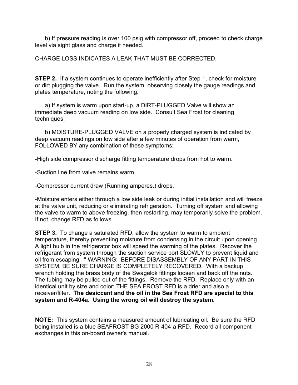 Sea Frost BG 2000 User Manual | Page 28 / 37