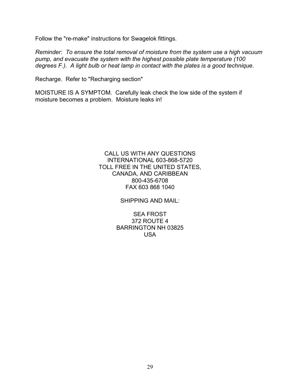 Sea Frost BG 2000 User Manual | Page 29 / 37