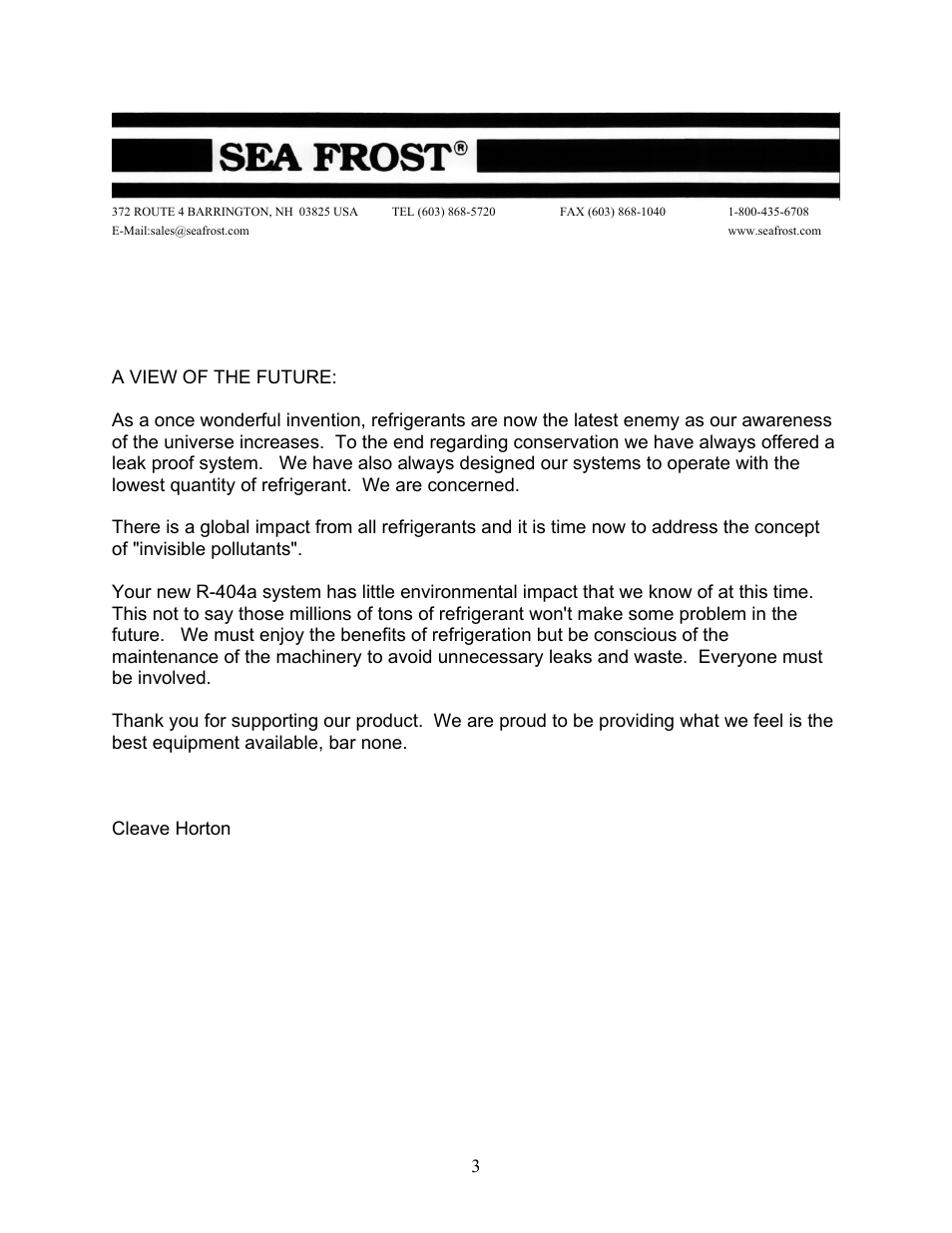 Sea Frost BG 2000 User Manual | Page 3 / 37