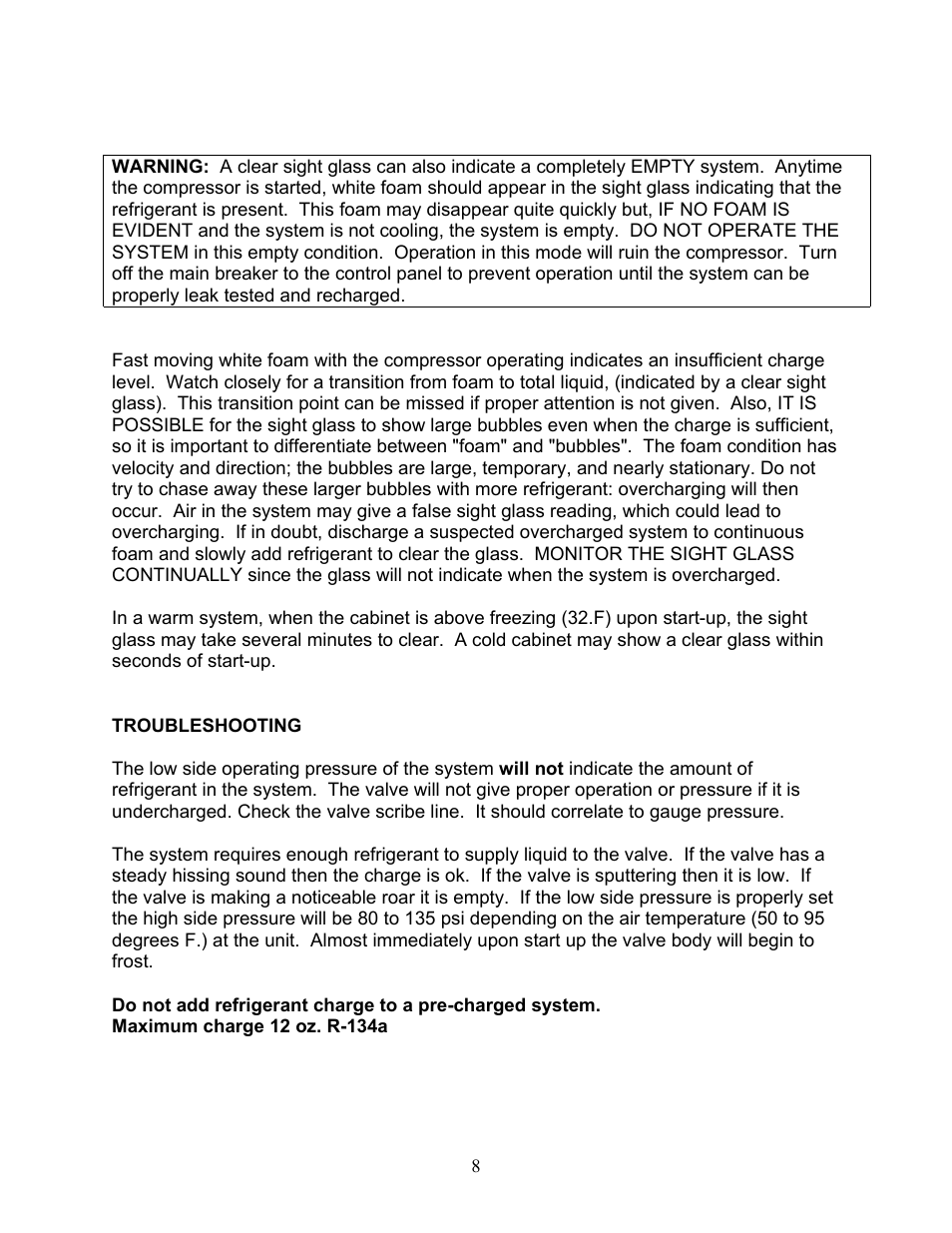 Troubleshooting | Sea Frost Bait Freezer User Manual | Page 8 / 11