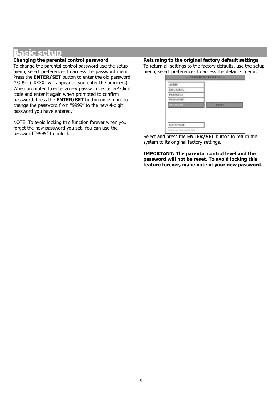 Basic setup | Saba 31-5023 User Manual | Page 19 / 36