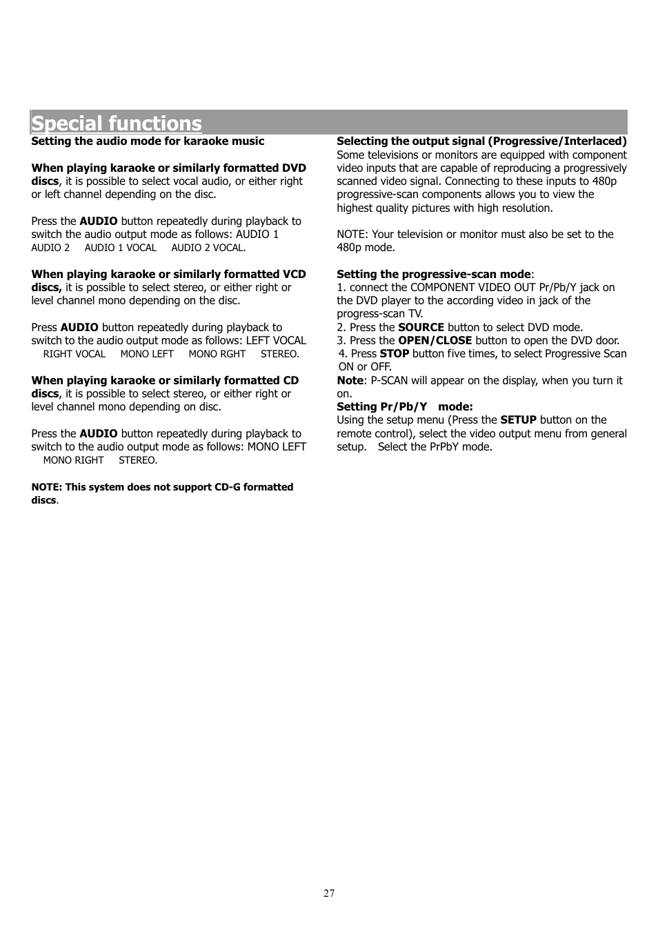 Special functions | Saba 31-5023 User Manual | Page 27 / 36