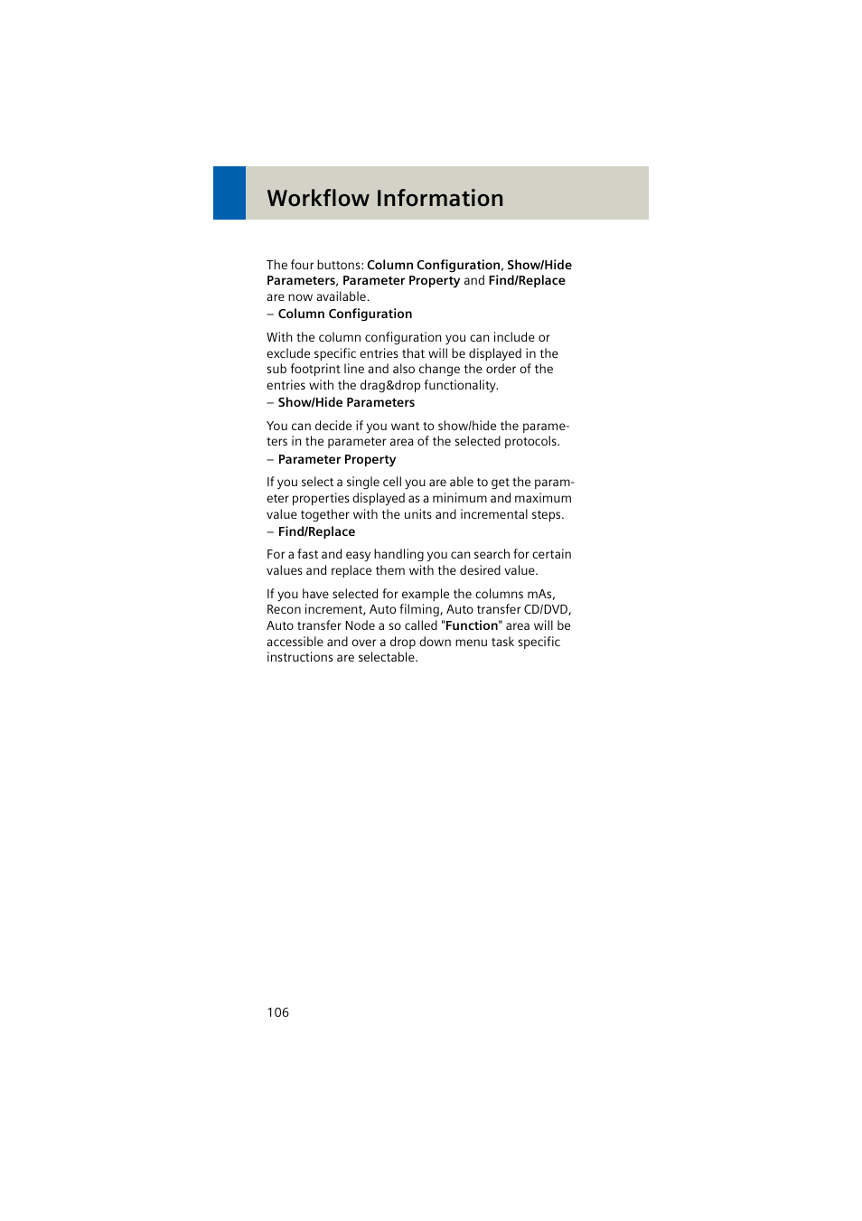 Workflow information | Siemens EMOTION 16-Jun User Manual | Page 106 / 590