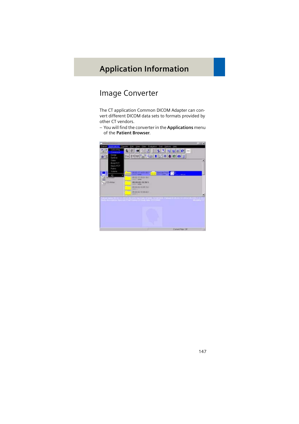 Image converter, Application information | Siemens EMOTION 16-Jun User Manual | Page 147 / 590