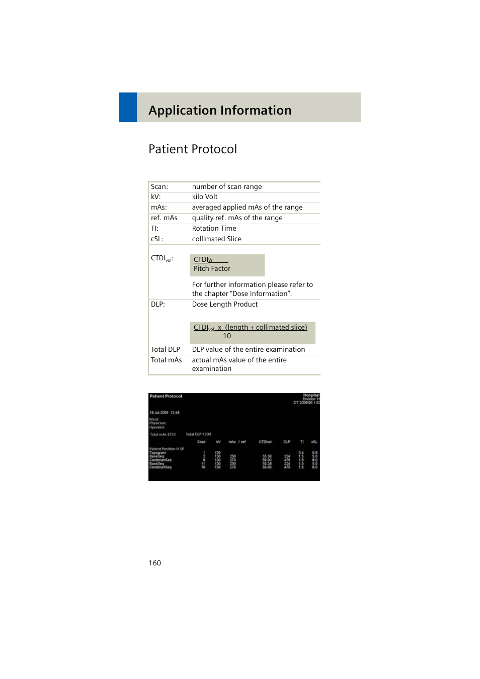 Patient protocol, Application information patient protocol | Siemens EMOTION 16-Jun User Manual | Page 160 / 590