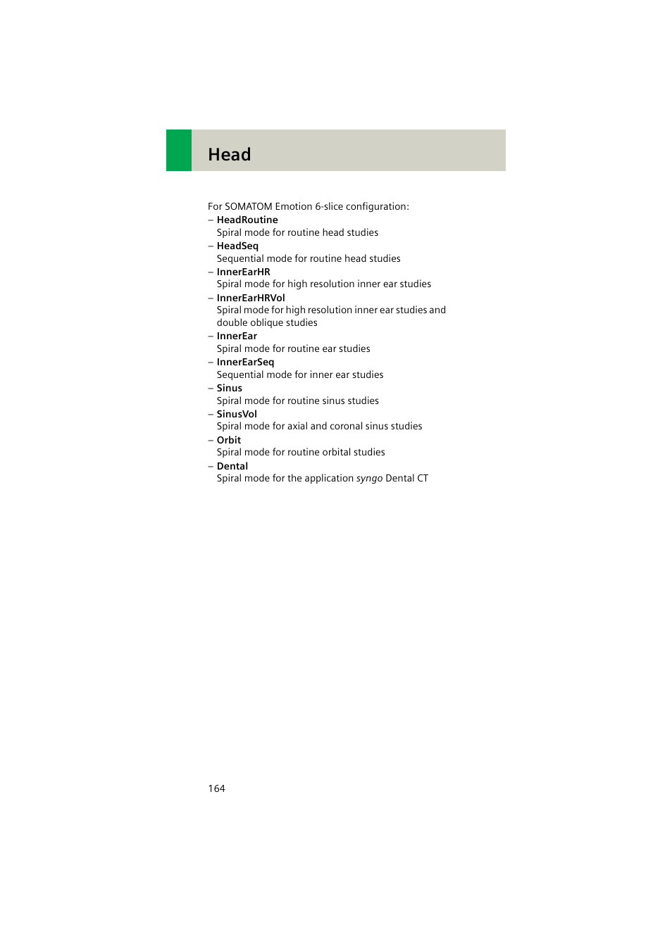 Head | Siemens EMOTION 16-Jun User Manual | Page 164 / 590