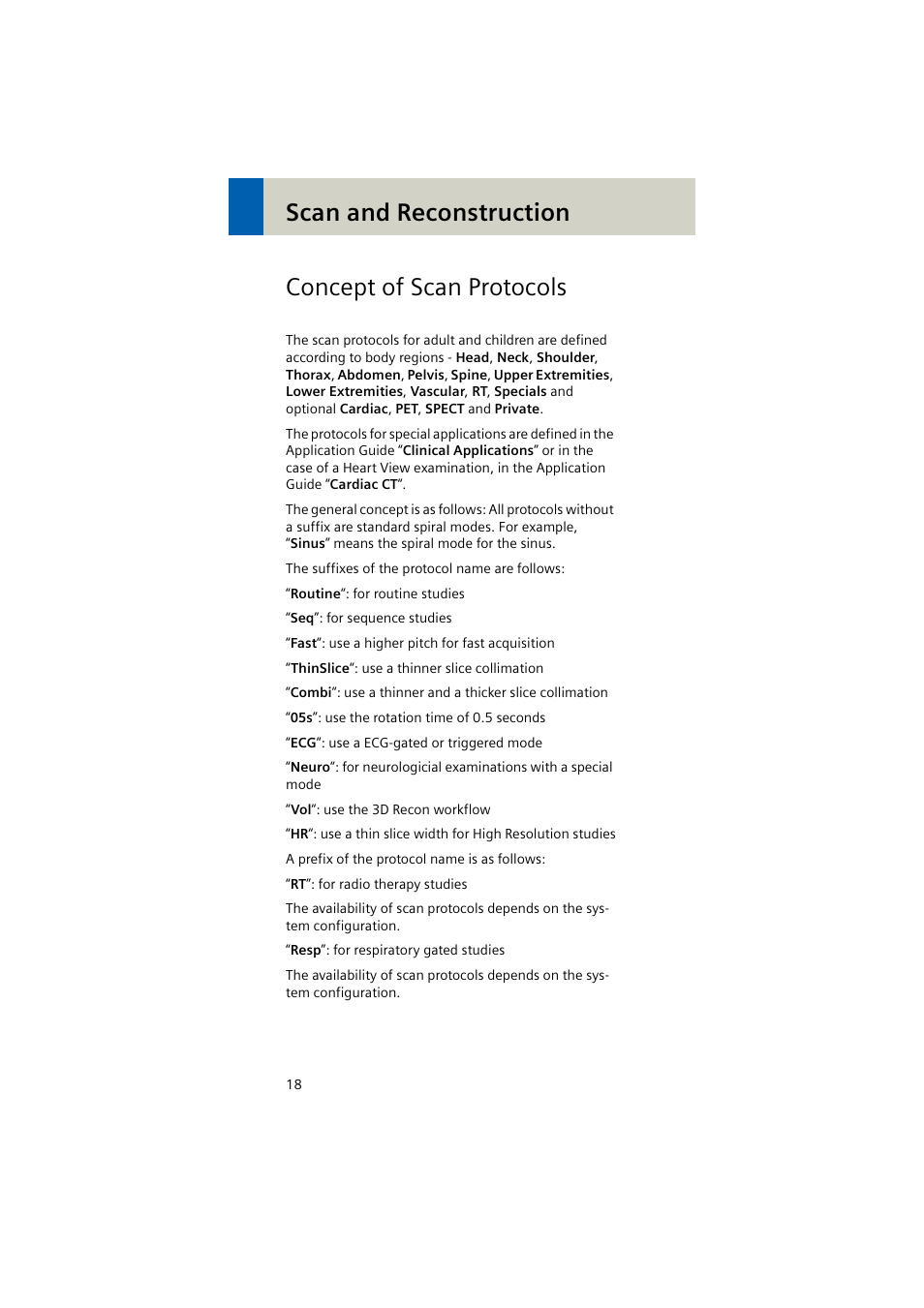 Scan and reconstruction, Concept of scan protocols, Scan and reconstruction concept of scan protocols | Siemens EMOTION 16-Jun User Manual | Page 18 / 590