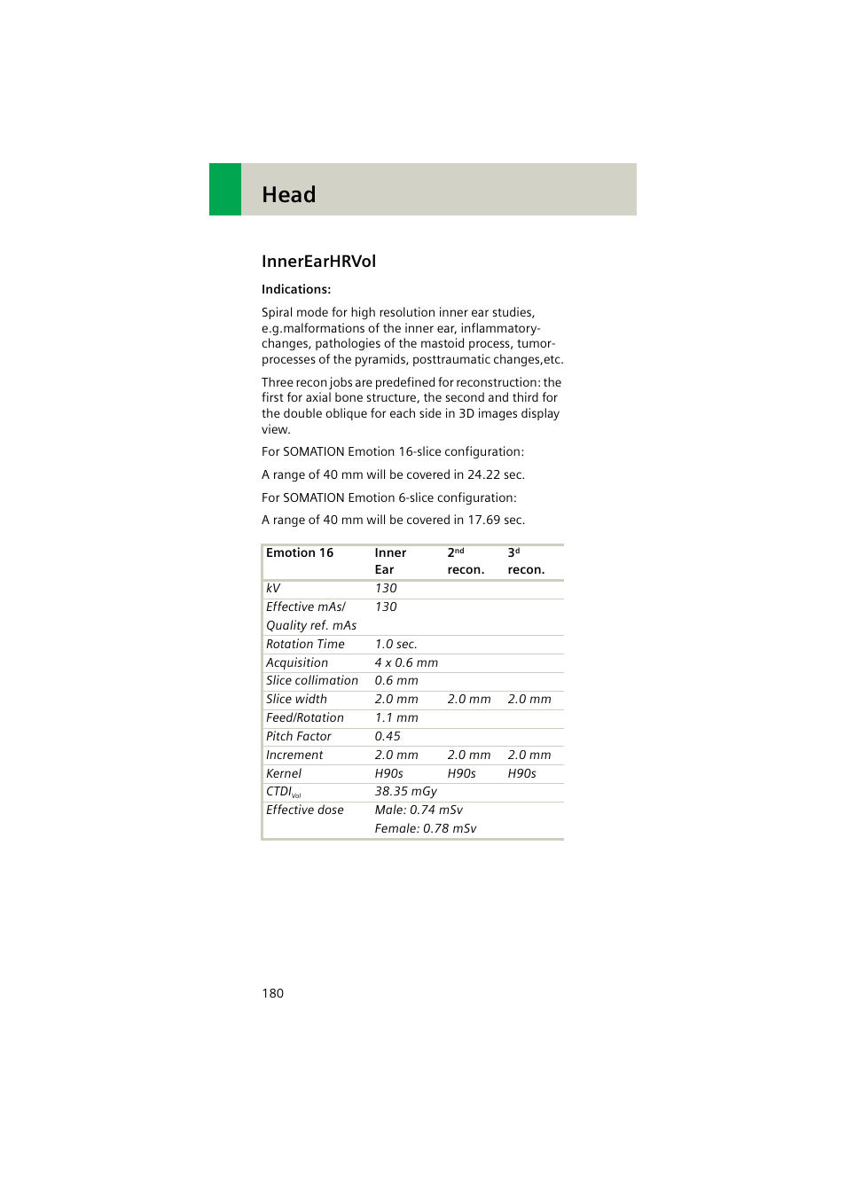 Innerearhrvol, Innerearhrvol 180, Head | Siemens EMOTION 16-Jun User Manual | Page 180 / 590