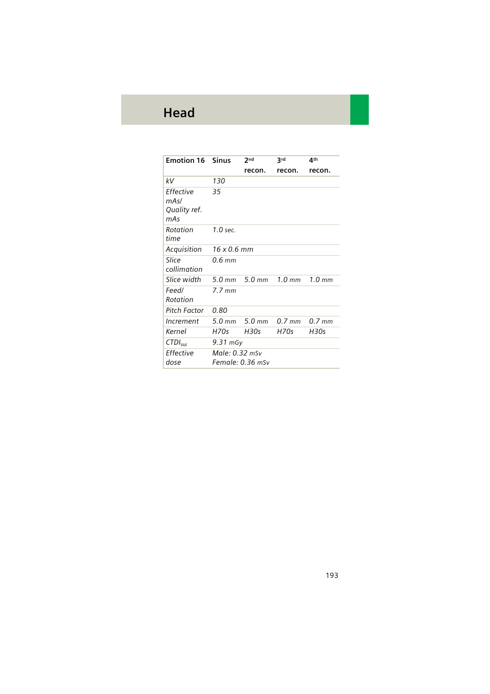 Head | Siemens EMOTION 16-Jun User Manual | Page 193 / 590