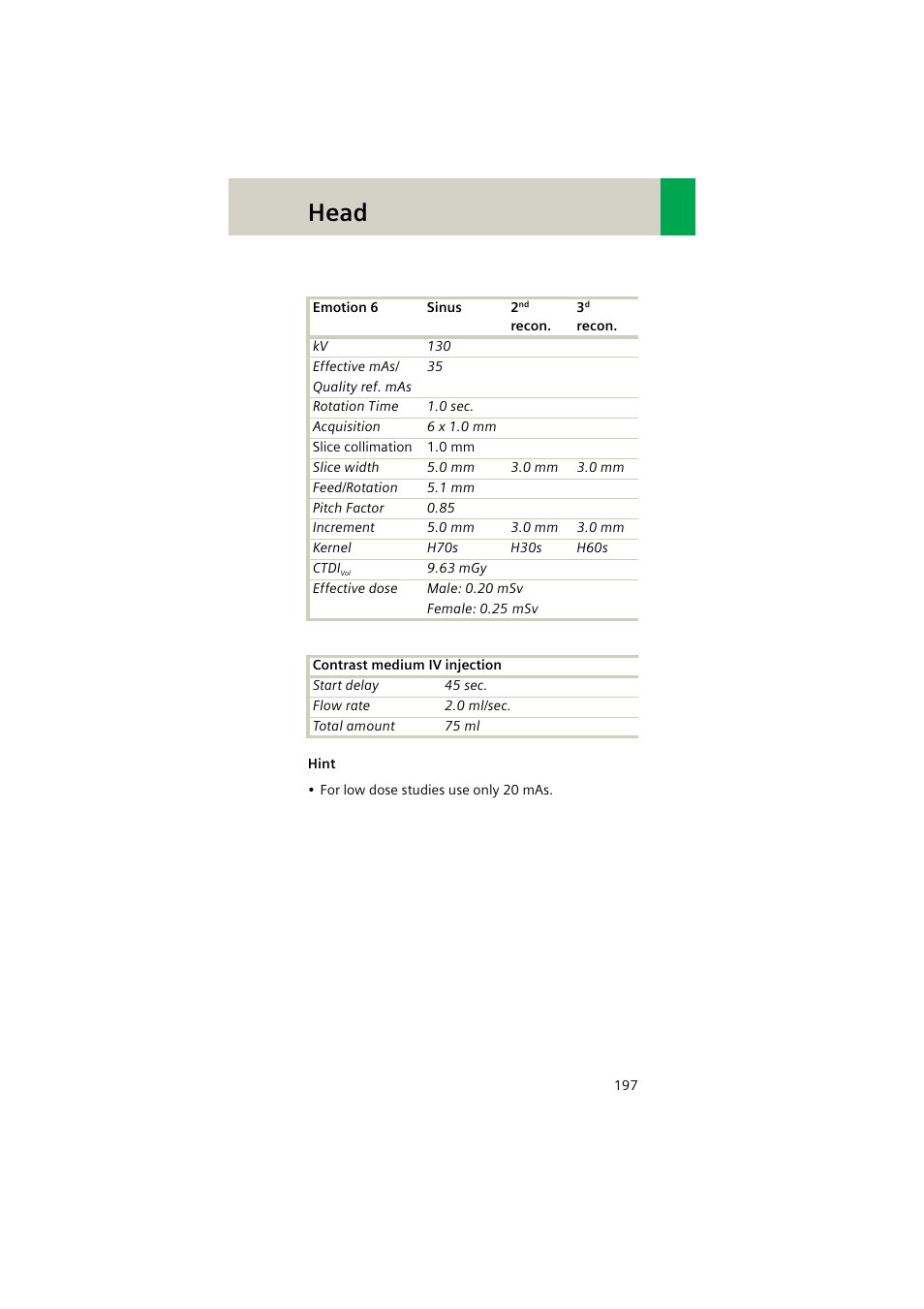 Head | Siemens EMOTION 16-Jun User Manual | Page 197 / 590