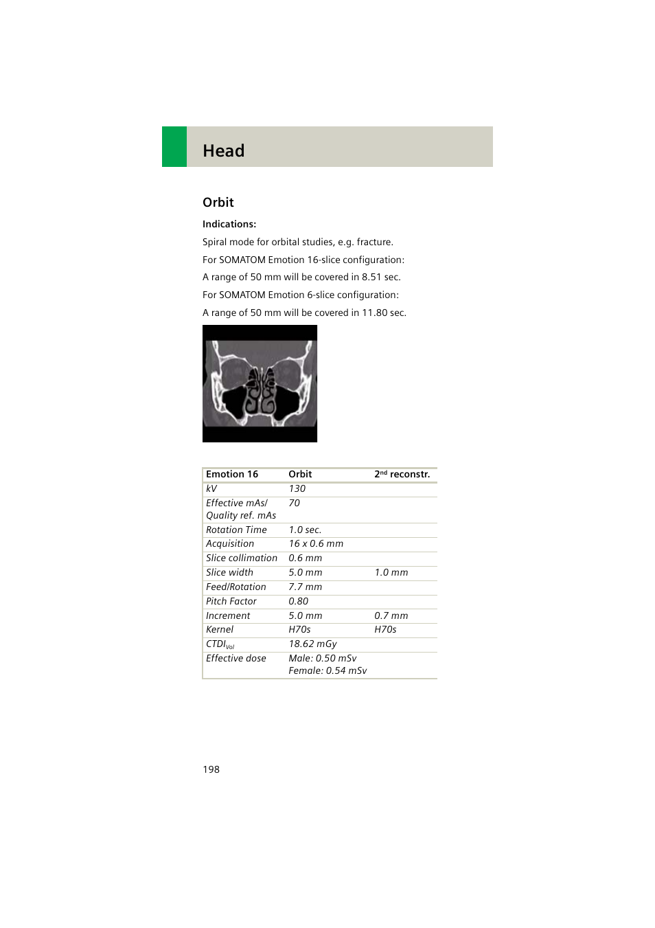 Orbit, Orbit 198, Head | Siemens EMOTION 16-Jun User Manual | Page 198 / 590