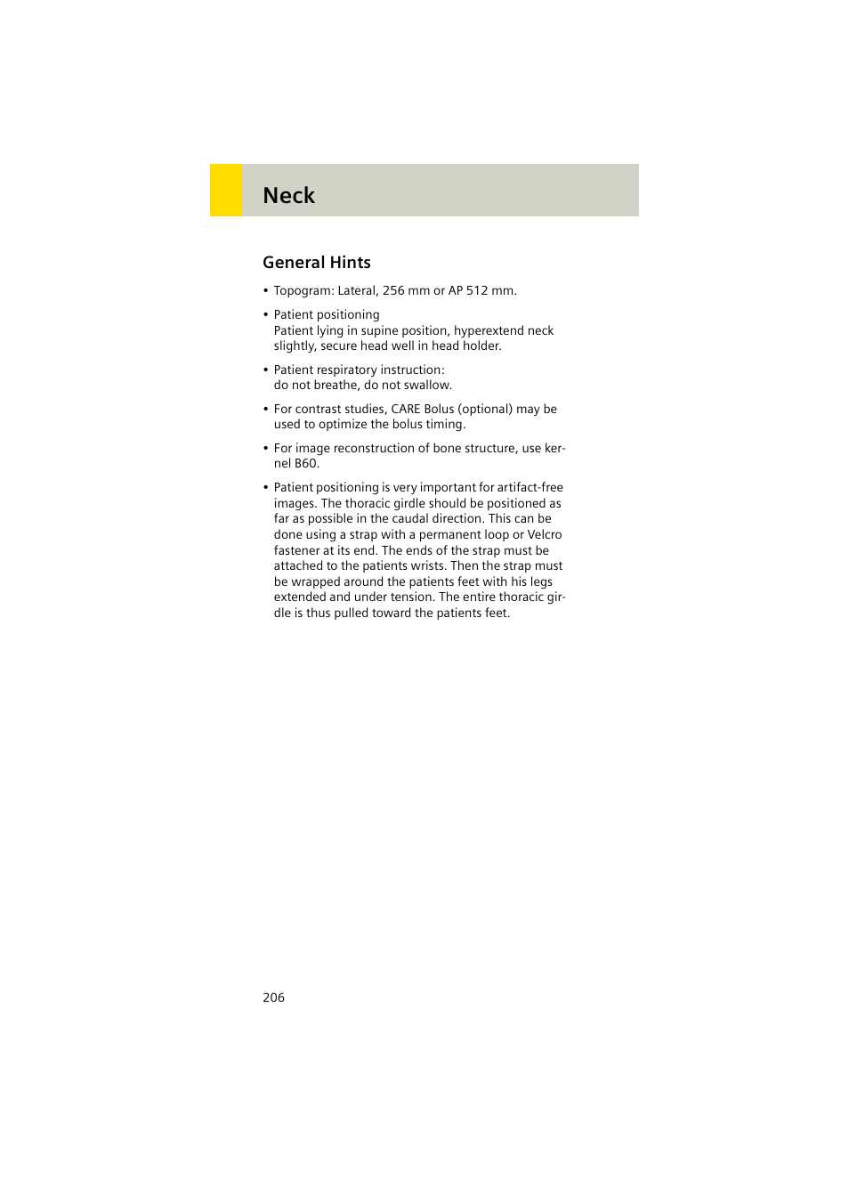 General hints, Neck | Siemens EMOTION 16-Jun User Manual | Page 206 / 590