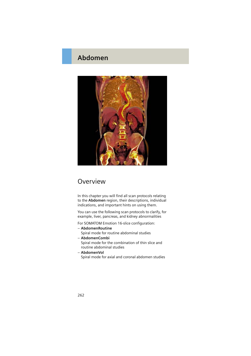 Abdomen, Overview | Siemens EMOTION 16-Jun User Manual | Page 262 / 590