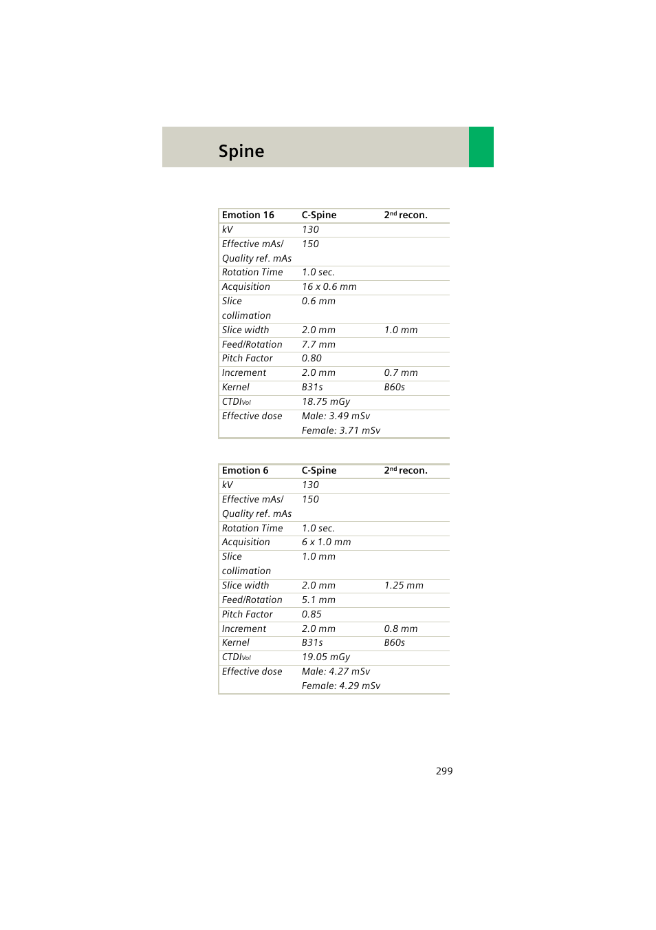 Spine | Siemens EMOTION 16-Jun User Manual | Page 299 / 590